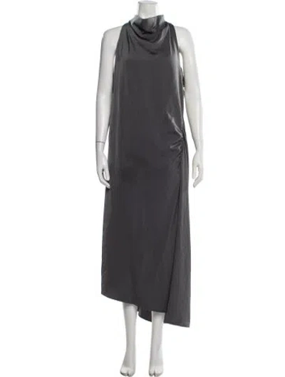 Pre-owned Donna Karan Cowl Neck Long Dress In Gray