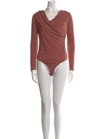 Pre-owned Donna Karan Cowl Neck Long Sleeve Bodysuit W/ Tags In Pink