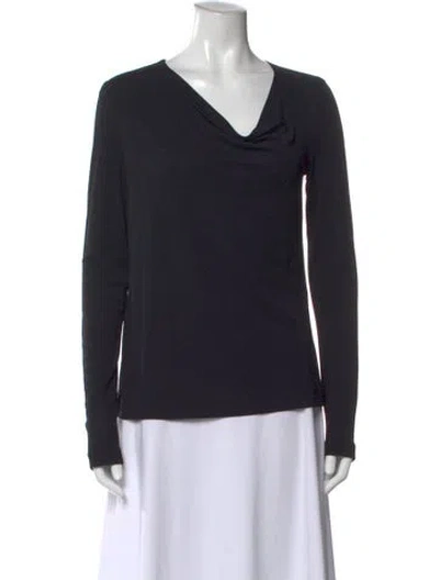 Pre-owned Donna Karan Cowl Neck Long Sleeve Top In Black