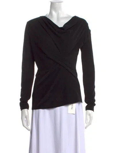 Pre-owned Donna Karan Cowl Neck Long Sleeve Top In Black