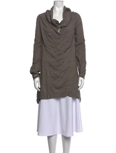 Pre-owned Donna Karan Cowl Neck Long Sleeve Tunic In Gray