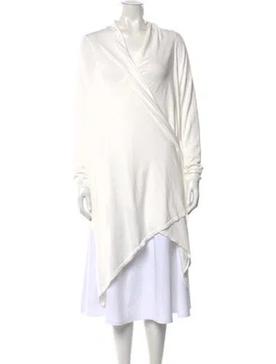 Pre-owned Donna Karan Cowl Neck Long Sleeve Tunic In White