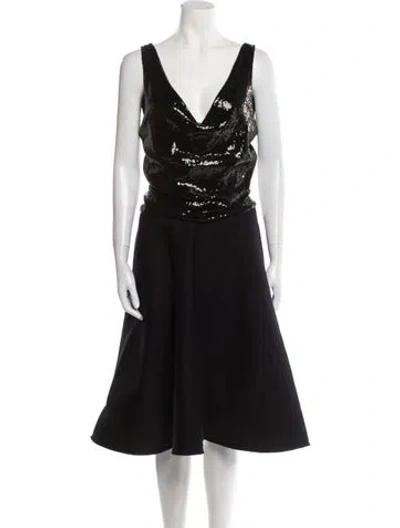 Pre-owned Donna Karan Cowl Neck Midi Length Dress In Black