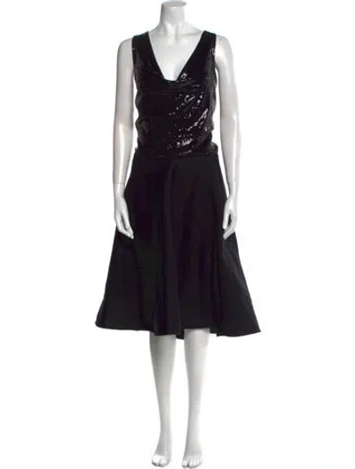 Pre-owned Donna Karan Cowl Neck Midi Length Dress In Black