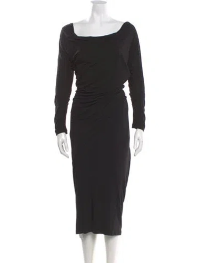 Pre-owned Donna Karan Cowl Neck Midi Length Dress In Black