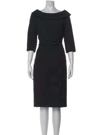 Pre-owned Donna Karan Cowl Neck Midi Length Dress In Black