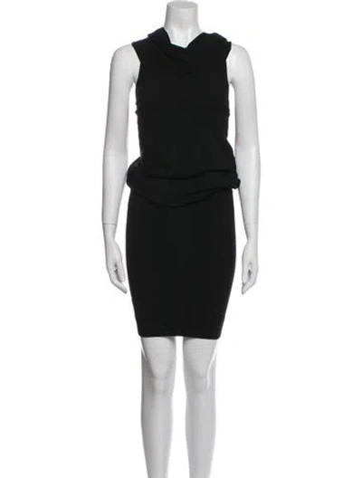 Pre-owned Donna Karan Cowl Neck Midi Length Dress In Blue