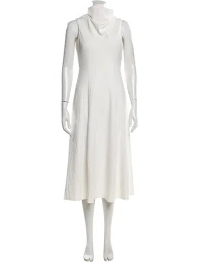 Pre-owned Donna Karan Cowl Neck Midi Length Dress In Neutrals