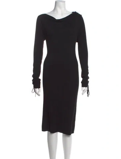 Pre-owned Donna Karan Cowl Neck Midi Length Dress W/ Tags In Black