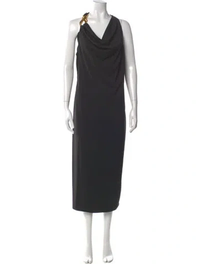 Pre-owned Donna Karan Cowl Neck Midi Length Dress W/ Tags In Gray