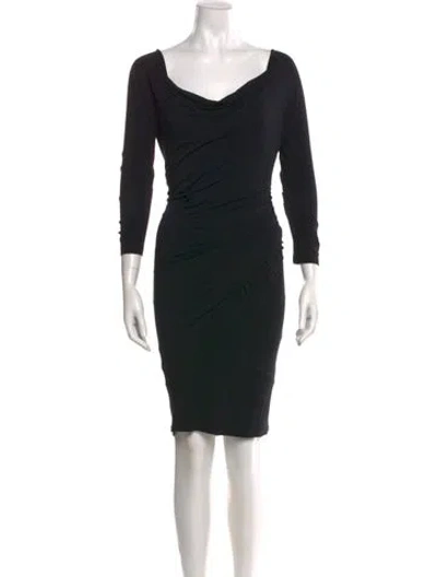 Pre-owned Donna Karan Cowl Neck Mini Dress In Black