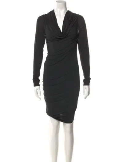 Pre-owned Donna Karan Cowl Neck Mini Dress In Black