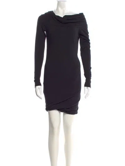 Pre-owned Donna Karan Cowl Neck Mini Dress In Blue