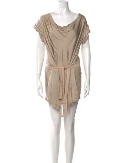 Pre-owned Donna Karan Cowl Neck Mini Dress In Neutral