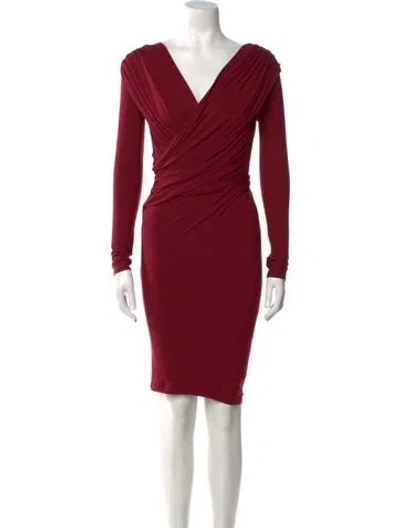 Pre-owned Donna Karan Cowl Neck Mini Dress In Red