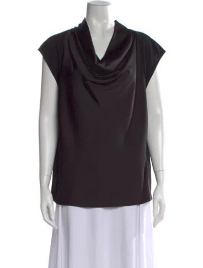 Pre-owned Donna Karan Cowl Neck Sleeveless Top In Black