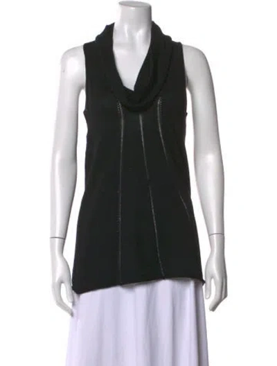 Pre-owned Donna Karan Cowl Neck Sleeveless Top In Black