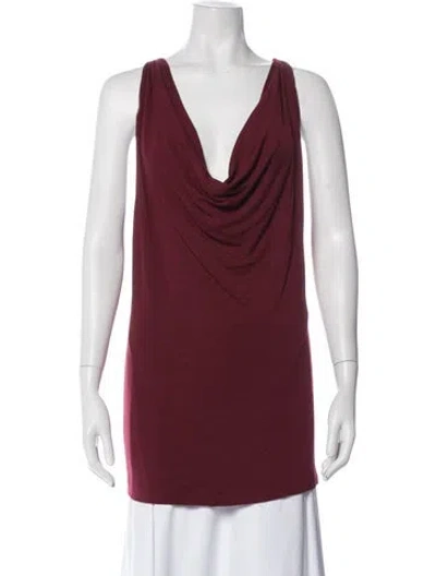 Pre-owned Donna Karan Cowl Neck Sleeveless Top In Burgundy