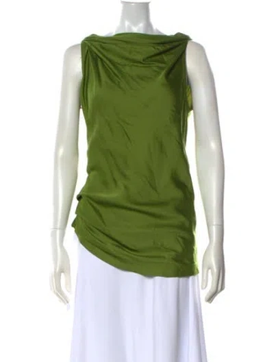Pre-owned Donna Karan Cowl Neck Sleeveless Top In Green