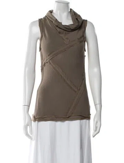 Pre-owned Donna Karan Cowl Neck Sleeveless Top In Neutrals