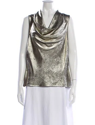 Pre-owned Donna Karan Cowl Neck Sleeveless Top W/ Tags In Silver