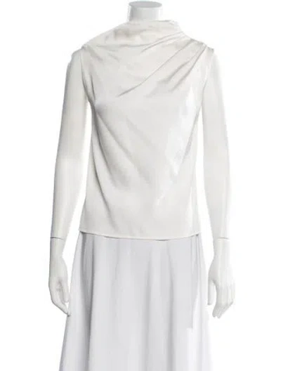 Pre-owned Donna Karan Cowl Neck Sleeveless Top In White