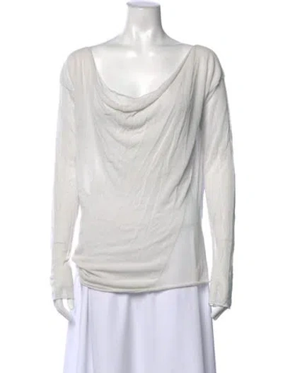 Pre-owned Donna Karan Cowl Neck Sweater In White