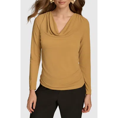Donna Karan Cowl Neck Top In Antique Gold