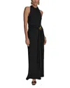 Donna Karan Women's Cowl-neck Sleeveless Gown In Black/black