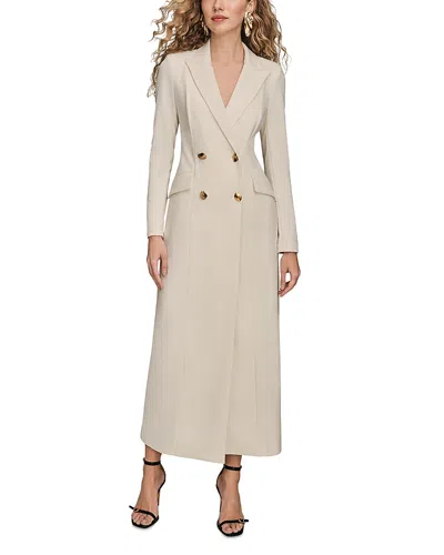 Donna Karan Crepe Coat Dress In Neutral