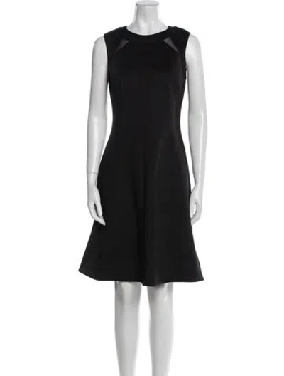 Pre-owned Donna Karan Crew Neck Knee-length Dress In Black