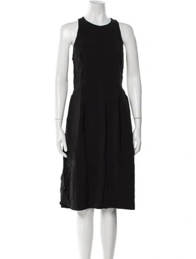 Pre-owned Donna Karan Crew Neck Knee-length Dress In Black