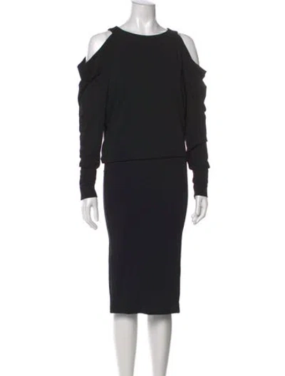 Pre-owned Donna Karan Crew Neck Knee-length Dress In Black