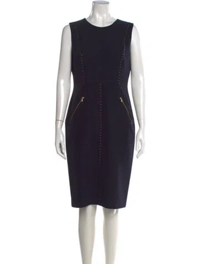 Pre-owned Donna Karan Crew Neck Knee-length Dress In Blue