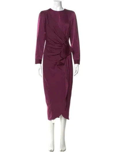 Pre-owned Donna Karan Crew Neck Knee-length Dress In Burgundy