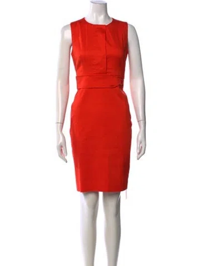 Pre-owned Donna Karan Crew Neck Knee-length Dress In Orange