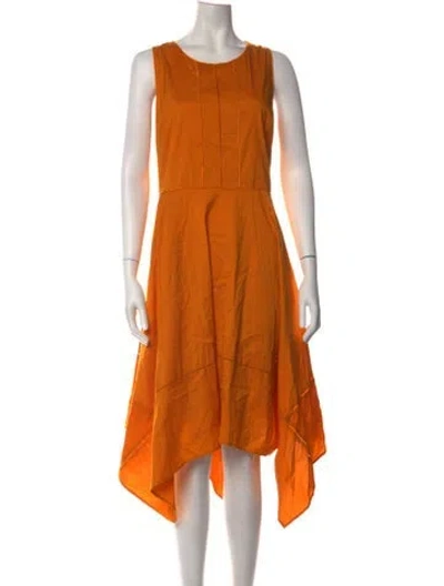 Pre-owned Donna Karan Crew Neck Knee-length Dress In Orange