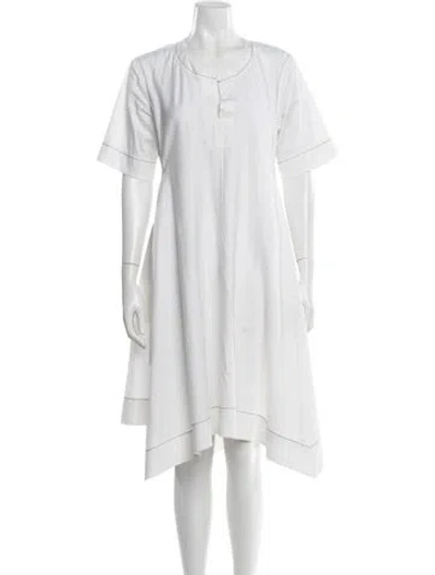 Pre-owned Donna Karan Crew Neck Knee-length Dress In White