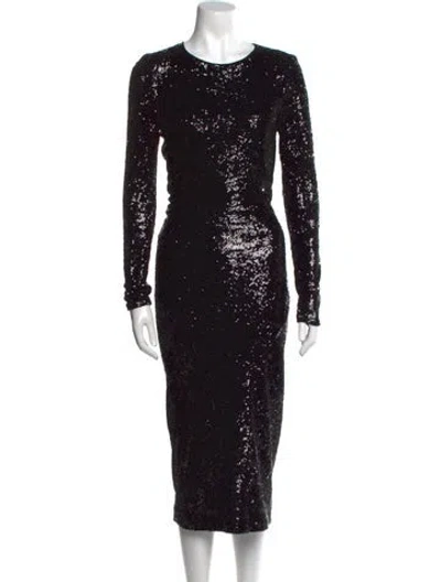 Pre-owned Donna Karan Crew Neck Long Dress In Black