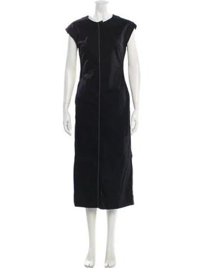 Pre-owned Donna Karan Crew Neck Long Dress In Black