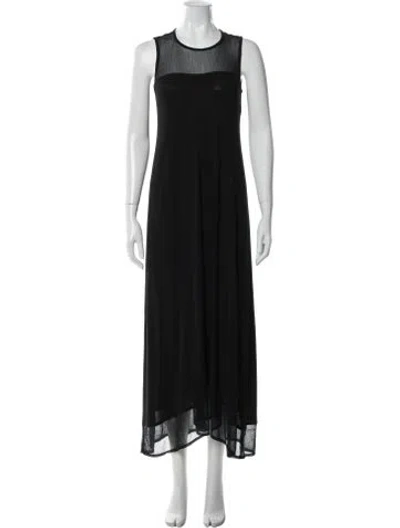 Pre-owned Donna Karan Crew Neck Long Dress In Black