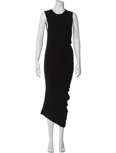 Pre-owned Donna Karan Crew Neck Long Dress In Black