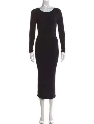 Pre-owned Donna Karan Crew Neck Long Dress In Black