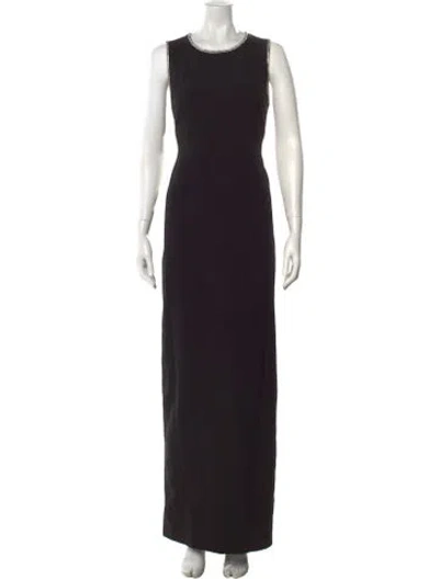 Pre-owned Donna Karan Crew Neck Long Dress In Black