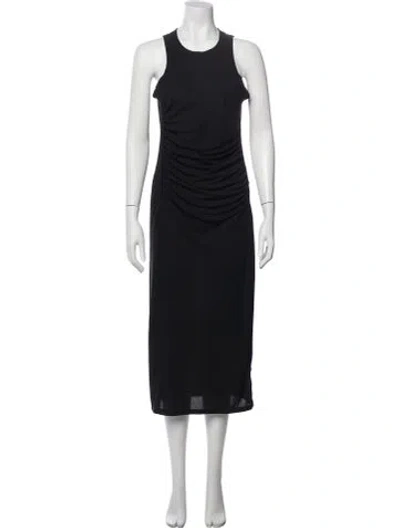 Pre-owned Donna Karan Crew Neck Long Dress In Blue