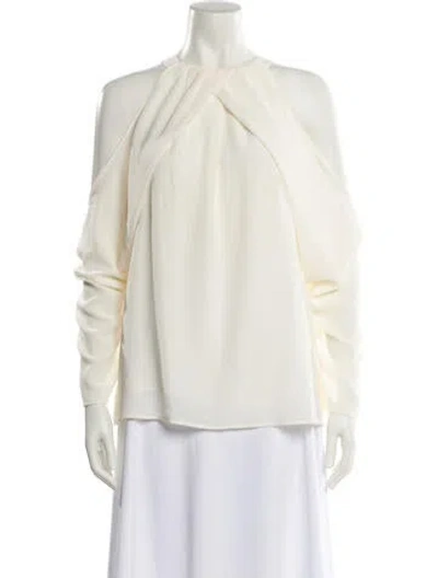 Pre-owned Donna Karan Crew Neck Long Sleeve Blouse In Neutral