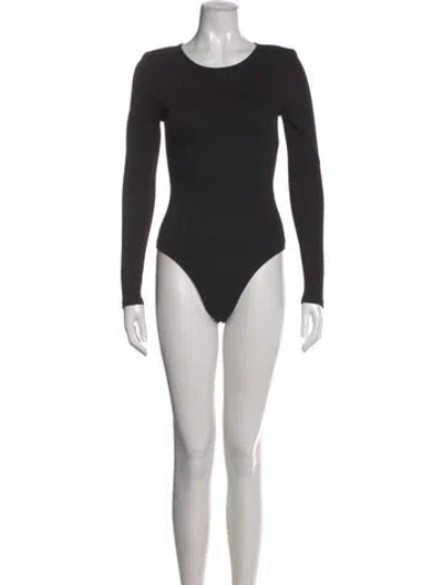 Pre-owned Donna Karan Crew Neck Long Sleeve Bodysuit In Black