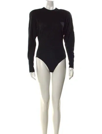Pre-owned Donna Karan Crew Neck Long Sleeve Bodysuit In Black