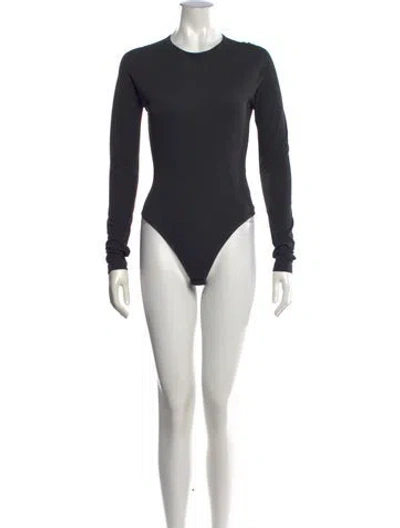 Pre-owned Donna Karan Crew Neck Long Sleeve Bodysuit In Black