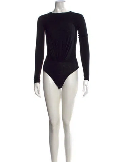 Pre-owned Donna Karan Crew Neck Long Sleeve Bodysuit In Black